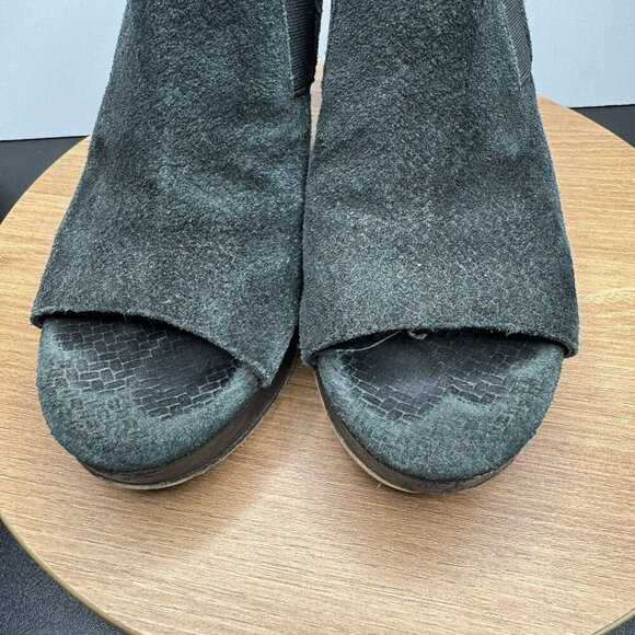 Eileen Fisher  open toe Womens Black Leather Block Heel Slingback Size 9 - Picture 9 of 10